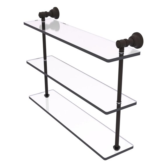 Carolina Collection Triple Glass Shelf - Oil Rubbed Bronze / 22 Inch