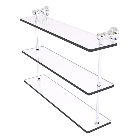 Carolina Collection Triple Glass Shelf - Polished Chrome / 22 Inch