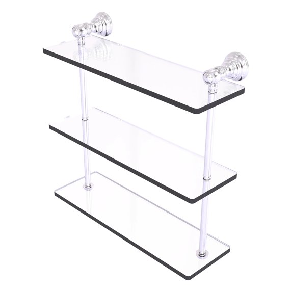 Carolina Collection Triple Glass Shelf - Satin Chrome / 16 Inch