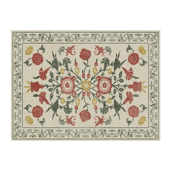 Carolina Creekhouse Vinyl Rug - Amelia 042281UA - Vinyl Floor Mat - Decorative, Vintage, Waterproof, Eco-Friendly, Non-Slip - Red, 2'x3'