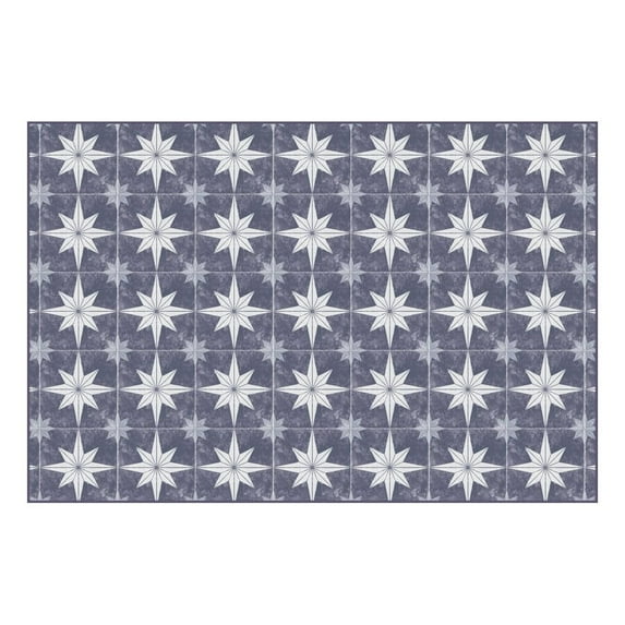 Carolina Creekhouse Vinyl Rug - Aurora 076853UA - Vinyl Floor Mat - Decorative, Vintage, Waterproof, Eco-Friendly, Non-Slip - Blue, 2'x3'