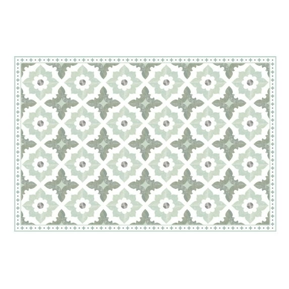 Carolina Creekhouse Vinyl Rug - Sarah 057851UA - Vinyl Floor Mat - Decorative, Vintage, Waterproof, Eco-Friendly, Non-Slip - Green, 2'x3'