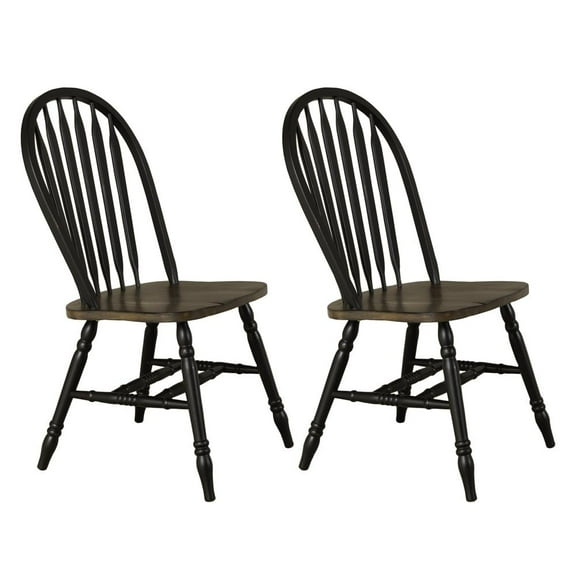 Carolina Crossing Windsor Side Chair)-Black- Set of 2