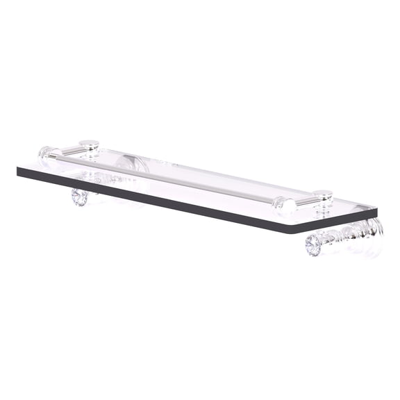 Carolina Crystal Collection 16-in Glass Shelf with Gallery Rail in Polished Chrome
