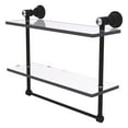 thumbnail image 1 of Carolina Crystal Collection Double Glass Shelf with Towel Bar - Matte Black / 16 Inch, 1 of 1