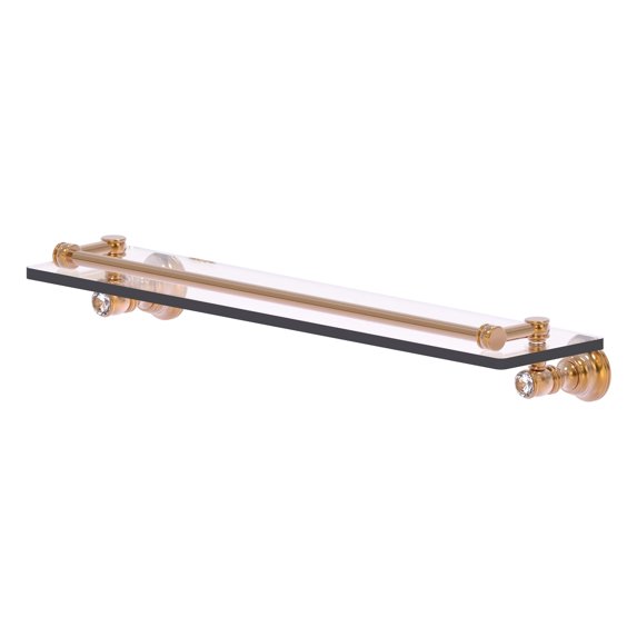 Carolina Crystal Collection Glass Shelf with Gallery Rail - Brushed Bronze / 22 Inch