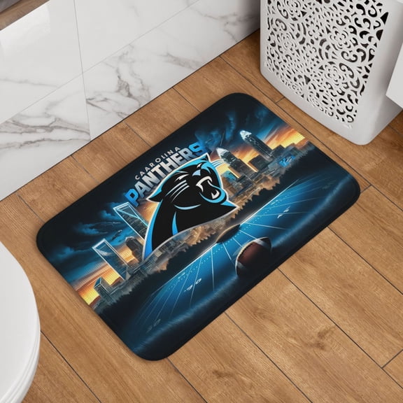 Carolina Crystal Velvet Lock Edge Floor Mat 40" x 60", Football Team Themed Entryway Floor Mat, Kitchen and Living Room Floor Mat for Home Decor Area Rug