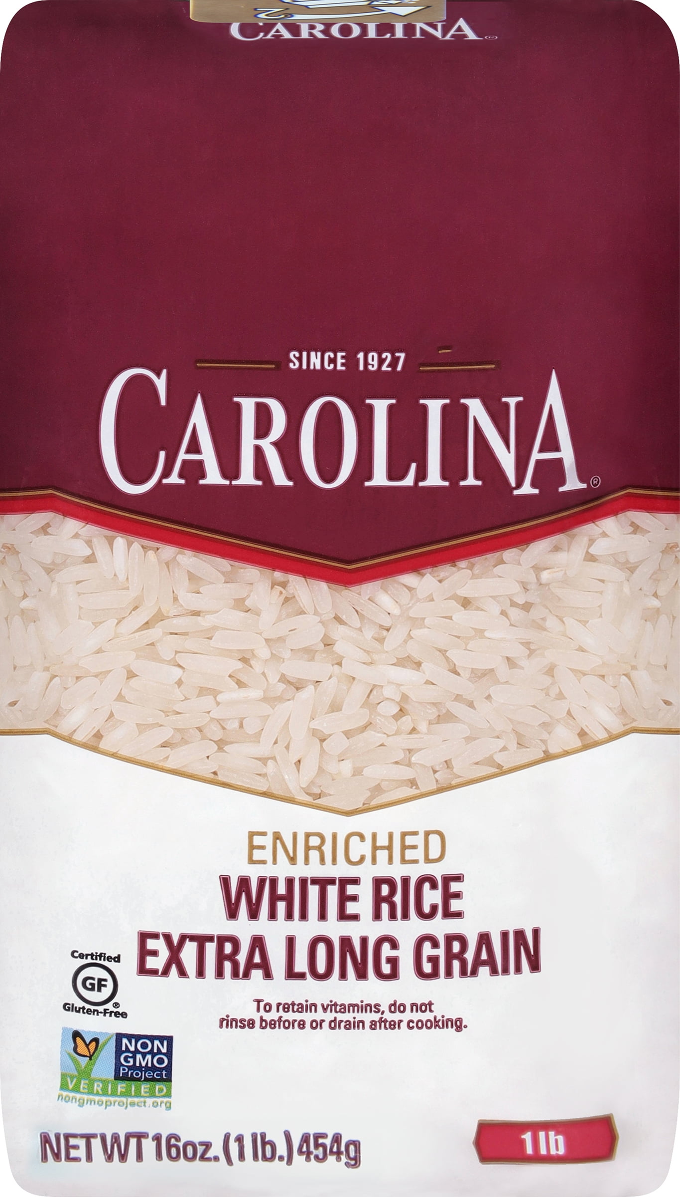 Carolina Extra Long Grain White Rice, Enriched Rice, Gluten Free Rice, Uncooked Rice, 16 oz