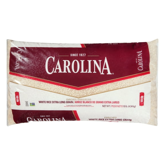 Carolina Enriched White Rice, Extra Long Grain Rice, 10 lb Bag