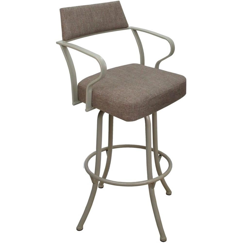Carolina Extra Tall Beige Swivel Metal Bar Stool with Upholstered Seat