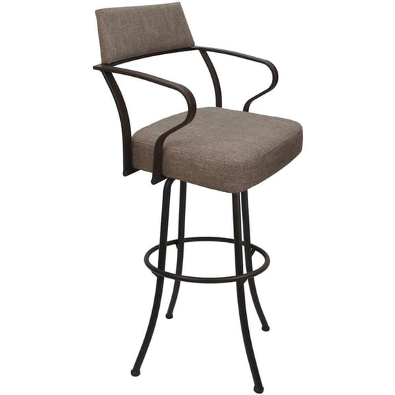 Carolina Extra Tall 34" Swivel Metal Bar Stool - Basin Beige Fabric -Brown Frame