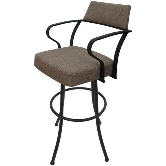 Carolina Extra Tall 34" Swivel Metal Bar Stool - Basin Beige Fabric - Gray Frame