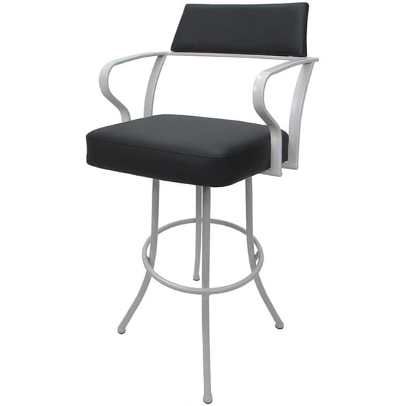 Carolina Extra Tall 34" Swivel Metal Bar Stool - Gray Vinyl - White Frame
