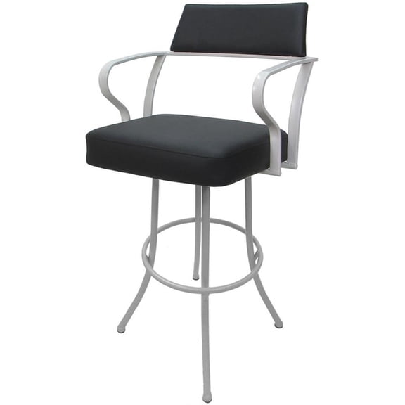 Carolina Extra Tall 34" Swivel Metal Bar Stool - Gray Vinyl - White Frame
