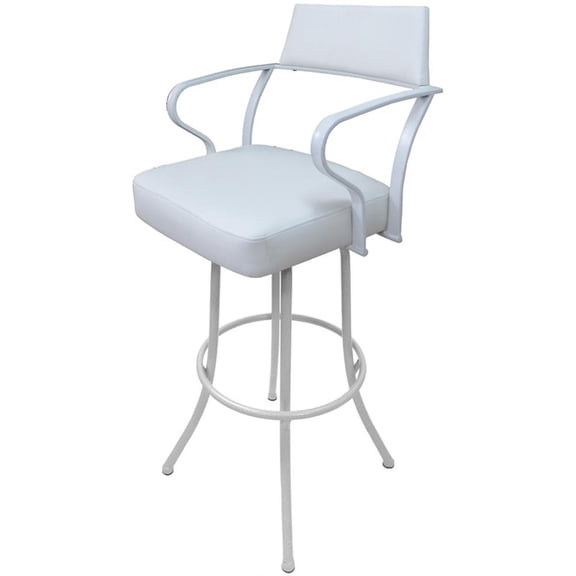 Carolina Extra Tall 34" Swivel Metal Bar Stool - White Vinyl - White Metal