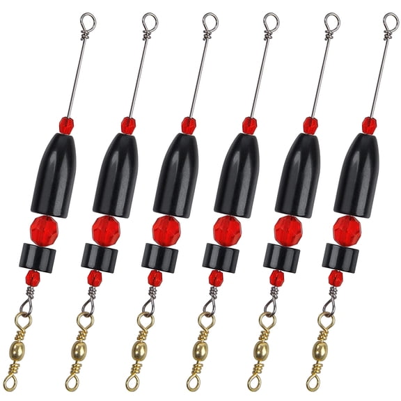 Carolina Fishing Rigs CRR Carolina Ready Rig, 6pcs Brass Pre Rigged Carolina Rig with Sinker Weight Beads Barrel Swivels for Bass Saltwater Freshwater