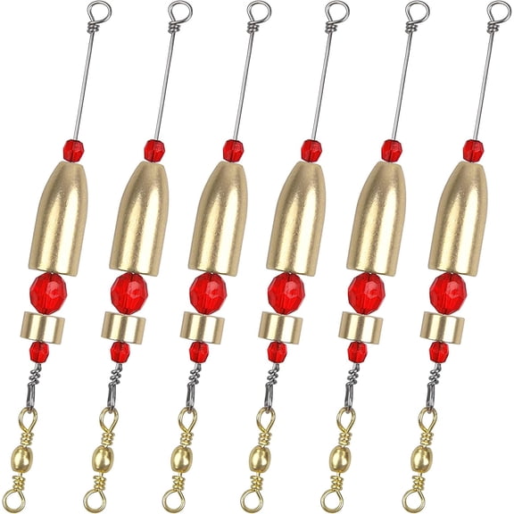 Carolina Fishing Rigs CRR Carolina Ready Rig, 6pcs Brass Pre Rigged Carolina Rig with Sinker Weight Beads Barrel Swivels for Bass Saltwater Freshwater