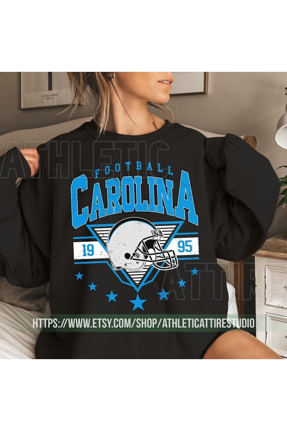 Carolina Football Crewneck, Panther Sweatshirt, Vintage Carolina Football Crewneck Sweatshirt,Black Color,Size 3XL