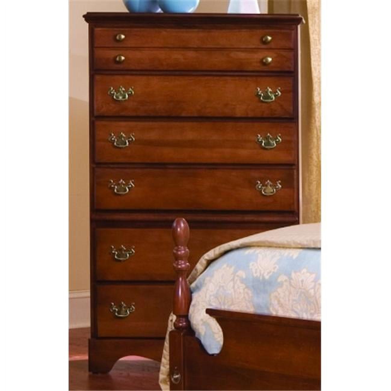 Carolina Furniture 184602 Common Sense Six Drawer Chest Dresser Furniture In Traditional Cherry