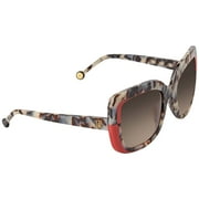 CAROLINA HERRERA Brown Gradient Square Ladies Sunglasses SHE786 09BB 53