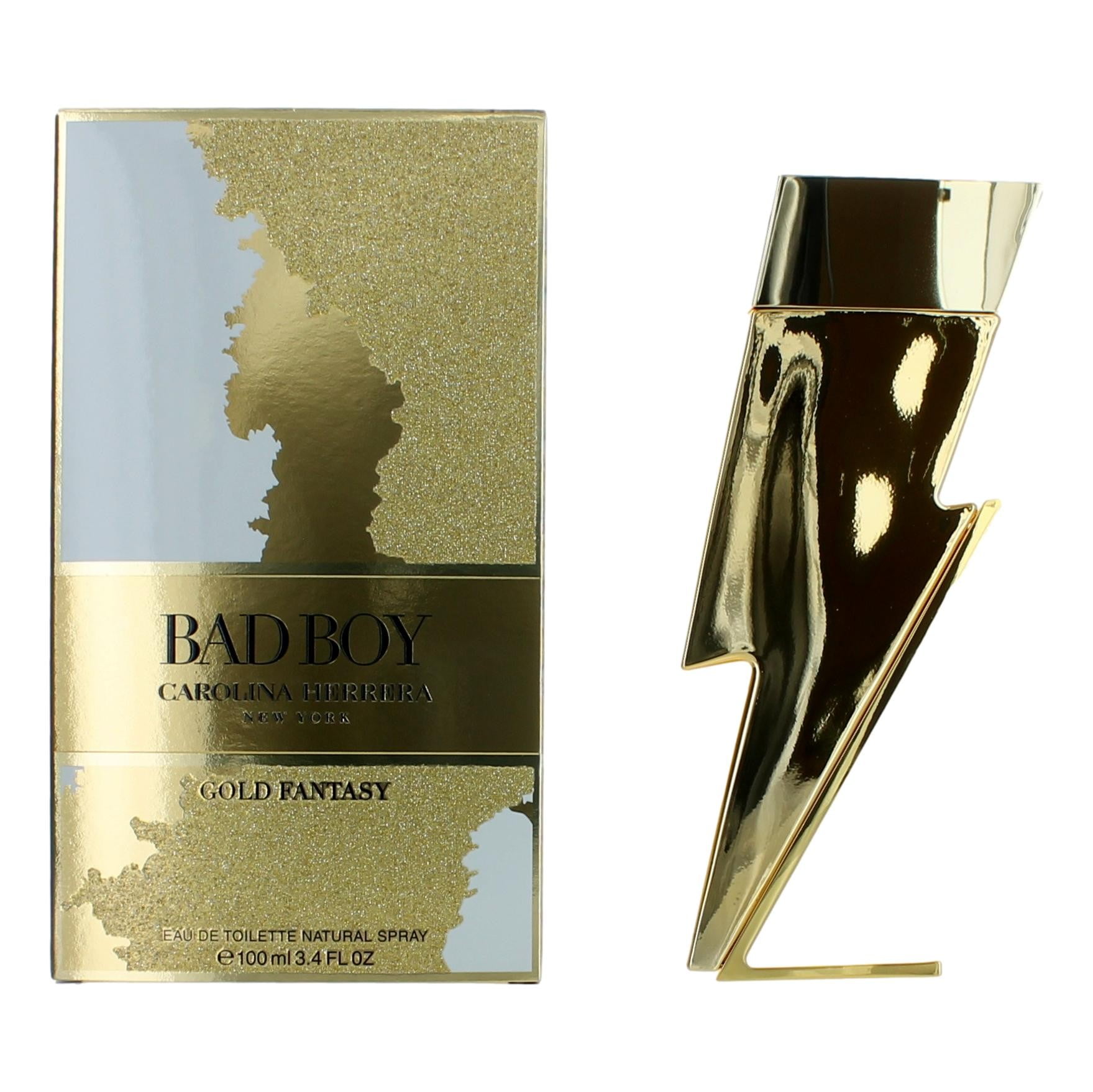 Carolina Herrera Bad Boy Gold Fantasy Men's EDT Perfume Spray, 3.4 oz ...