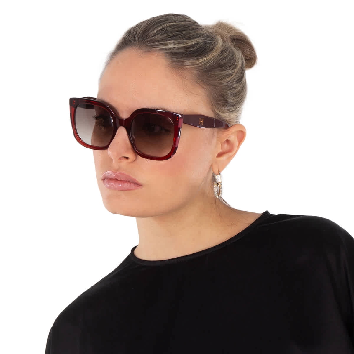 NWT Carolina Herrera HER 0132/G/S-LHF Burgundy 58mm Sunglasses Carolina Herrera HER 0186/S GUU Sunglasses Black Burgundy  main image 4