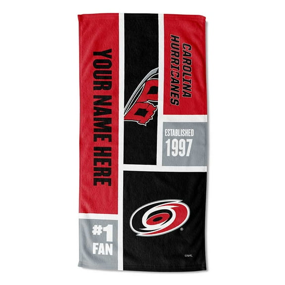 Carolina Hurricanes NHL Colorblock Personalized Beach Towel, 30" x 60"