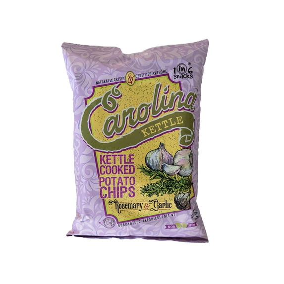 Carolina Kettle Naturally Crispy Rosemary & Garlic Kettle Cooked Potato Chips, 4-Pack