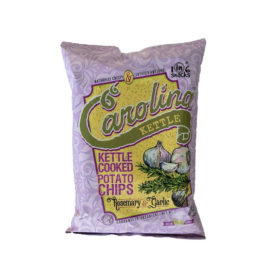 Carolina Kettle Naturally Crispy Rosemary & Garlic Kettle Cooked Potato Chips, 4-Pack