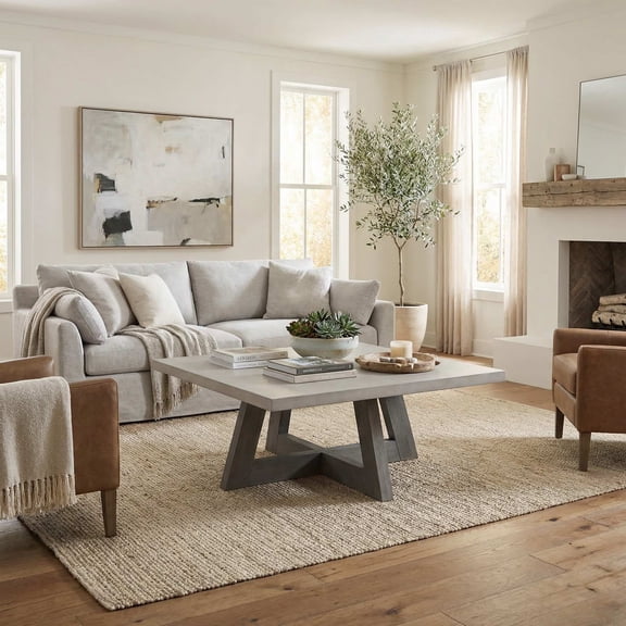 Carolina Largo Rectangular Coffee Table with Concrete Top in Grey