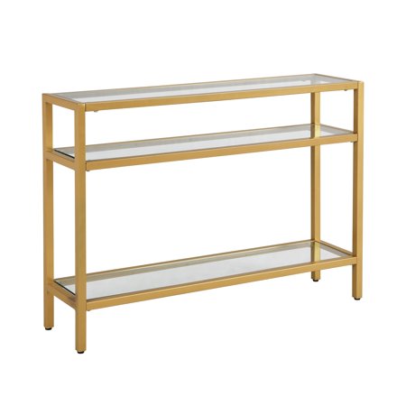 Carolina Living Chrysalis 3 Tier Glass Top Console Table - Gold Gold, Clear Goldtone Finish
