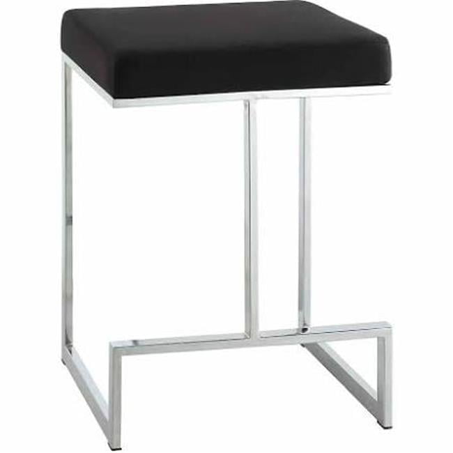 Kafka 24" Black Faux Leather and Chrome Counter Stool