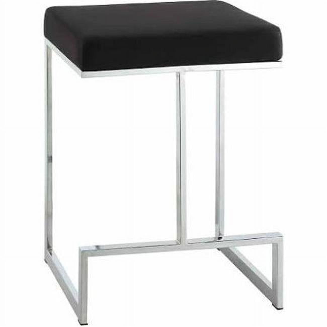 Kafka 24" Black Faux Leather and Chrome Counter Stool
