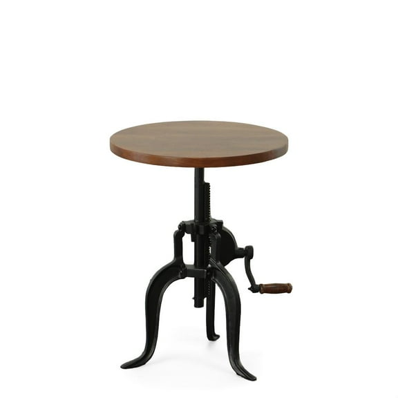 Carolina Chair & Table Regan Adjustable Accent Table - Chestnut Top - Black Base