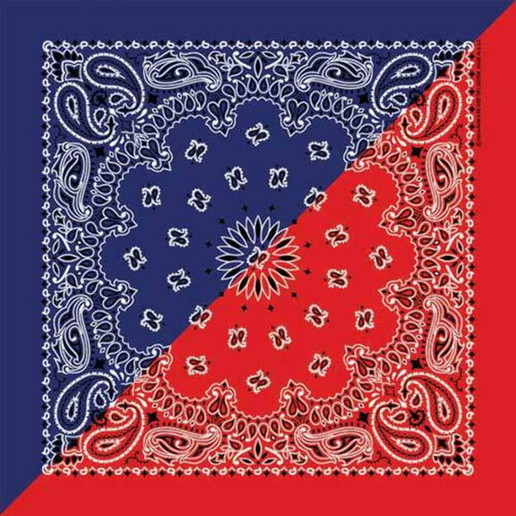 Carolina Manuf Split Paisley Bandanas - Navy/Red Split Paisley Design