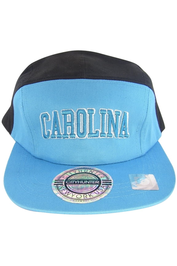 Carolina Men's Adjustable 5-Panel Flat Brim Snapback Baseball Cap (Teal/Black)