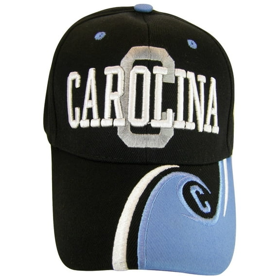 Carolina Men's C Wave Pattern Adjustable Baseball Cap (Black/Light Blue)