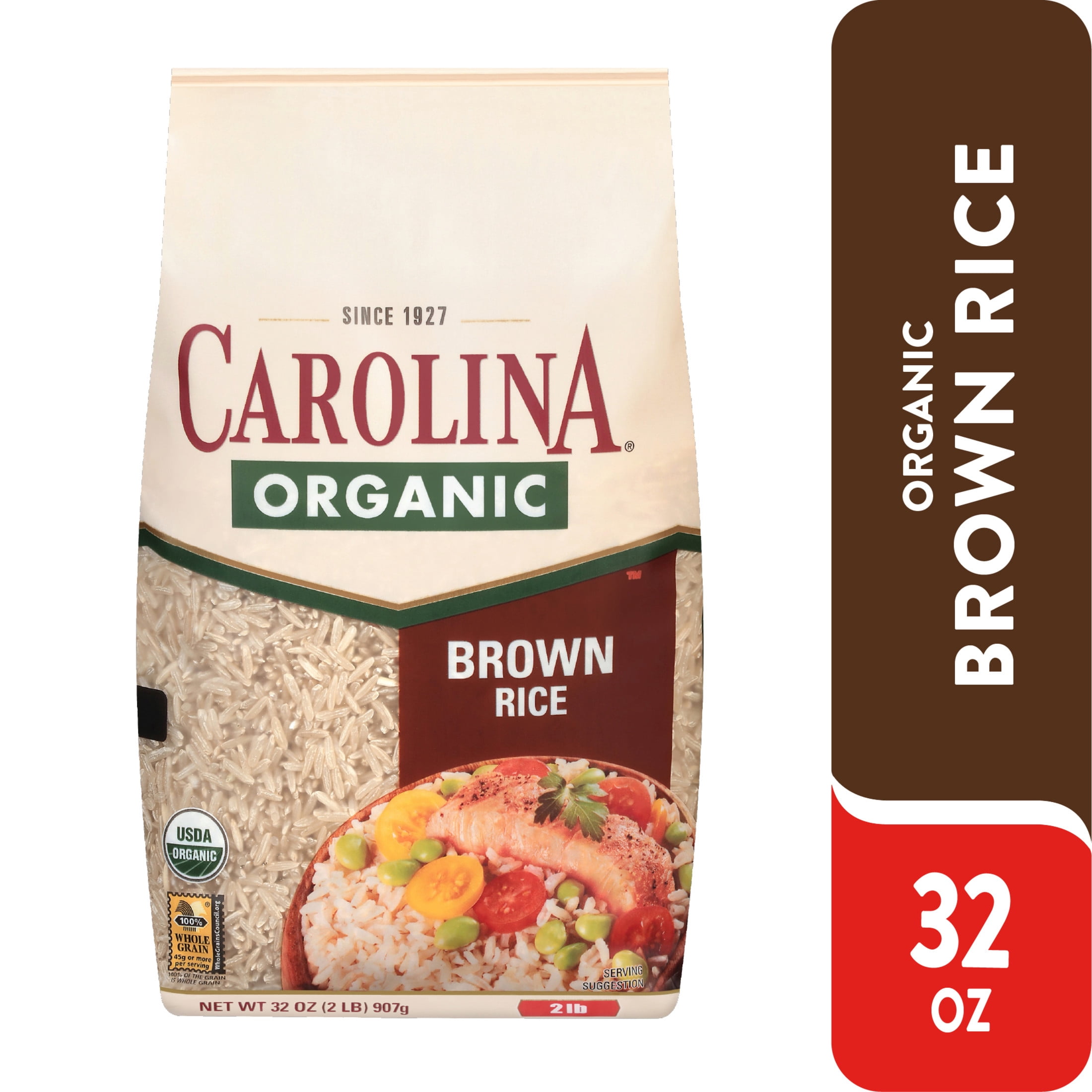 Carolina Organic Brown Long Grain Rice, Gluten Free, 2 lb Bag