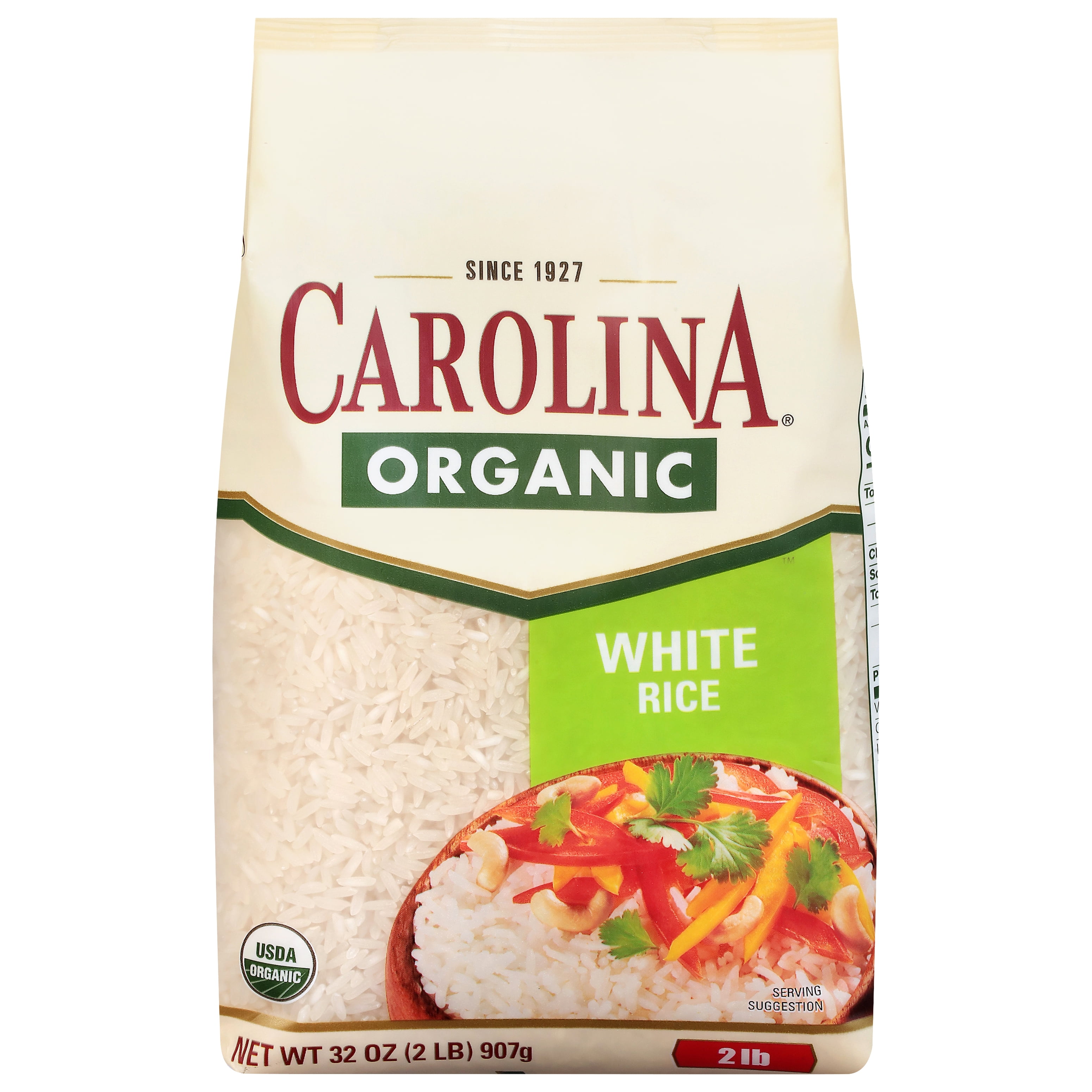 Carolina Organic White Rice, Long Grain, Gluten-Free, Non-GMO, 2 lb Bag