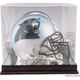 thumbnail image 1 of Carolina Panthers Mahogany Helmet Logo Display Case with Mirror Back, 1 of 7