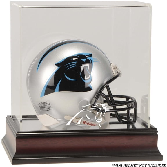 Carolina Panthers Mahogany Logo Mini Helmet Display Case