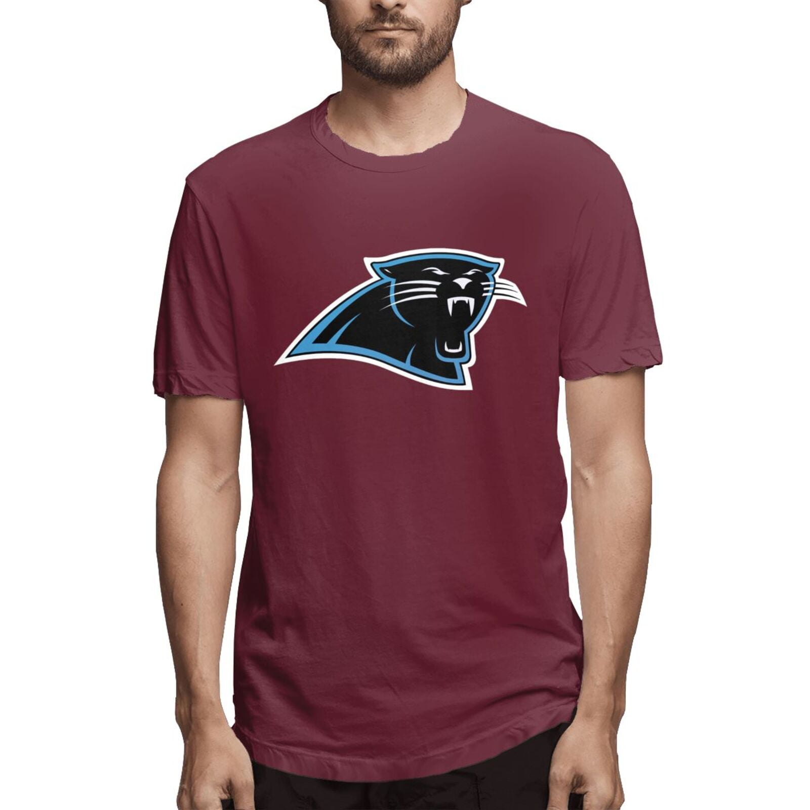 Carolina-Panthers Men T-Shirt Cotton Crew Neck Casual Loose Short ...