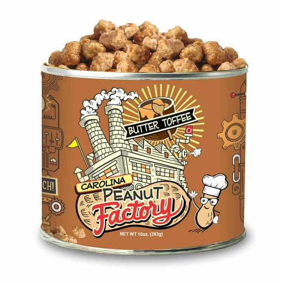 Carolina Peanut Factory | Flavorful Gourmet Peanuts Hand-Roasted in Small Batches | Irresistibly Real Crunch Flavored Nuts Packed into Every Can | Butter Toffee Peanuts (10 oz)