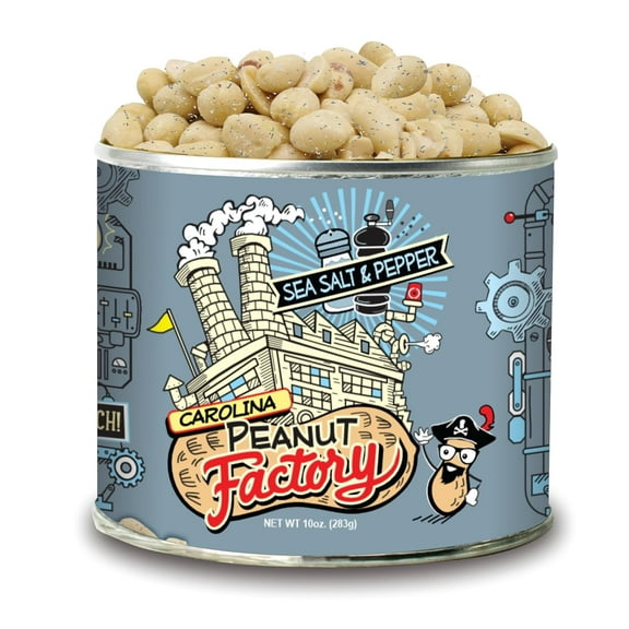 Carolina Peanut Factory | Flavorful Gourmet Peanuts Hand-Roasted in Small Batches | Irresistibly Real Crunch Flavored Nuts Packed into Every Can | Sea Salt and Pepper Peanuts (10 oz)