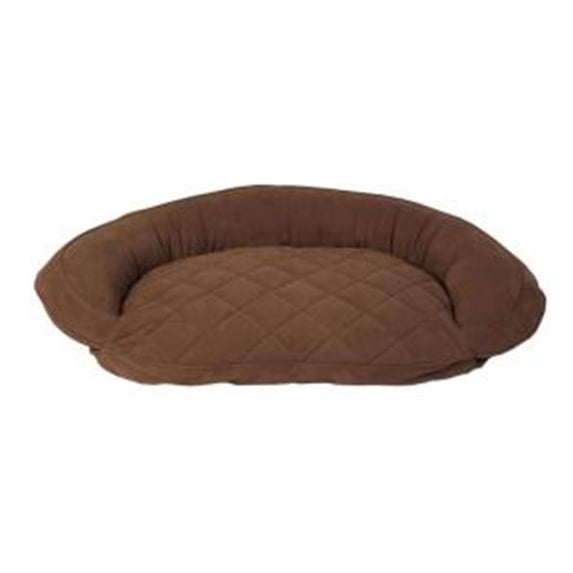 Carolina Pet 019420 Microfiber Quilted Poly Fill Bolster Bed - Chocolate, Large