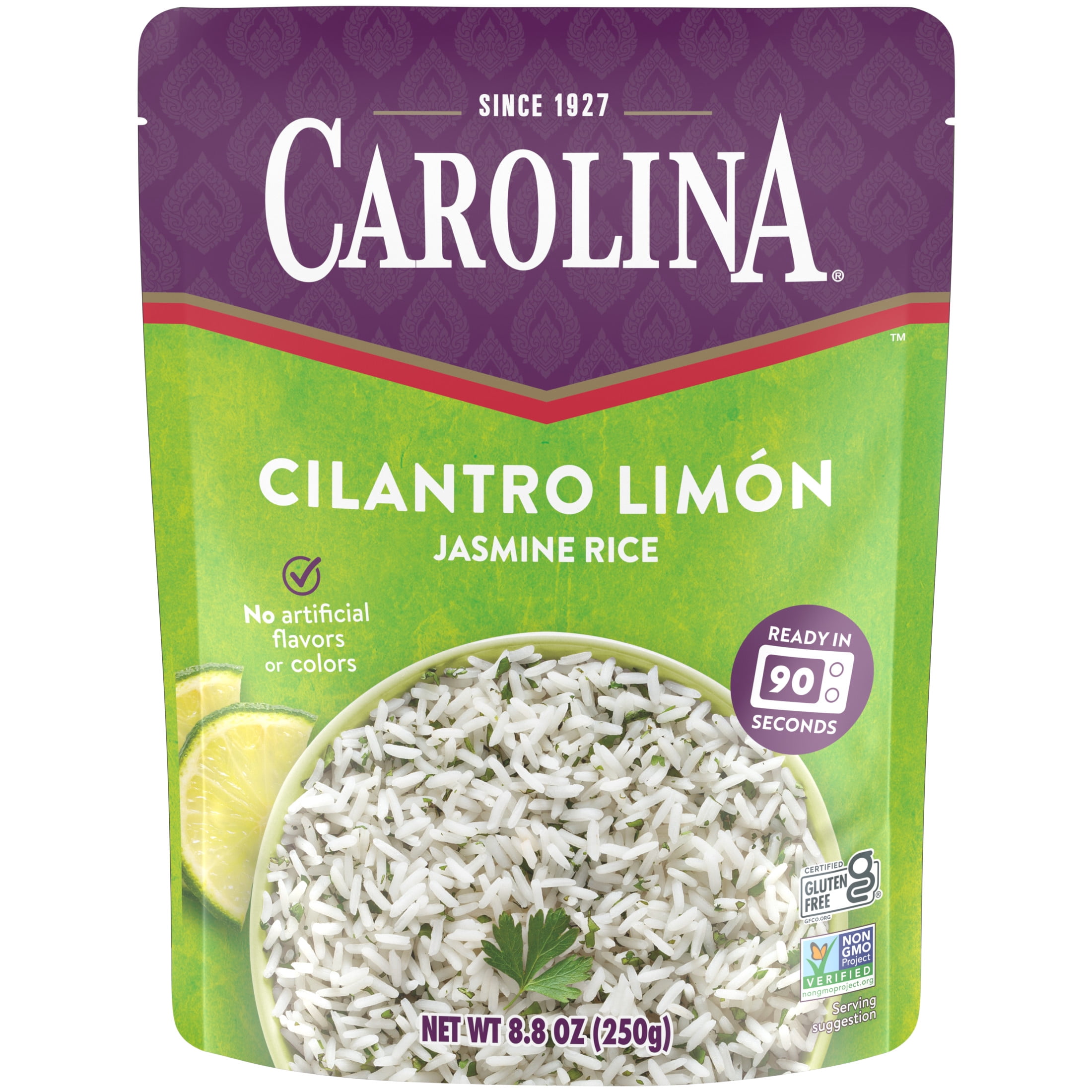 Lime Rice Walmart Carolina Ready-to-Heat Cilantro Limón Jasmine Rice 8.8 oz Pack ...