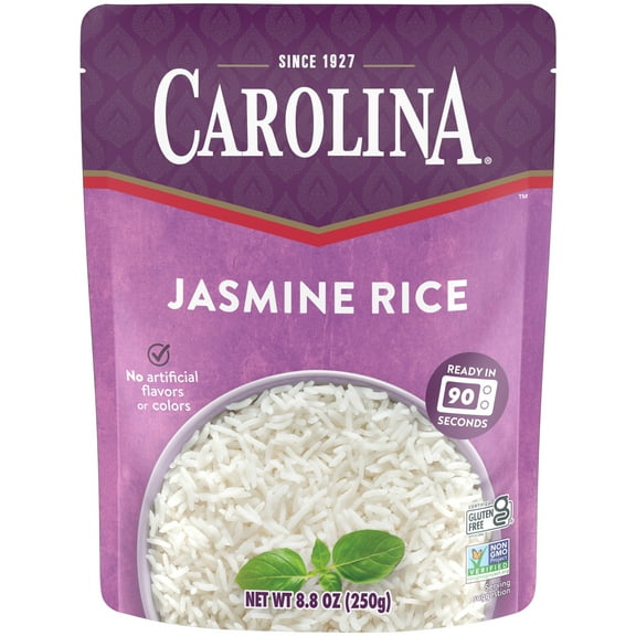 Carolina Ready-to-Heat White Jasmine Rice, Gluten Free, 8.8 oz Bag