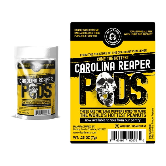 Carolina Reaper Pepper - whole air dried. Contains 8-12 of the world's hottest pepper pods per bag