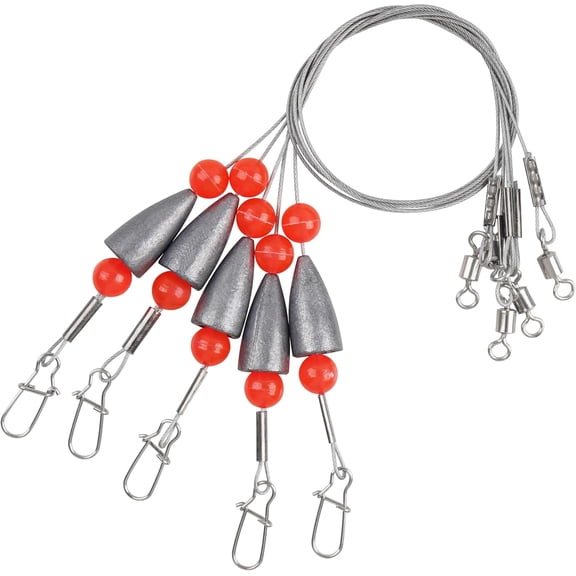 Carolina Rig Catfish Rig Bottom Fishing Rigs Pre-Rigged Steel Wire Leaders with Sliding Sinker for Bass Walleye Pike Catfish Redfish Bluefish 3/8oz 1/2oz 3/4oz