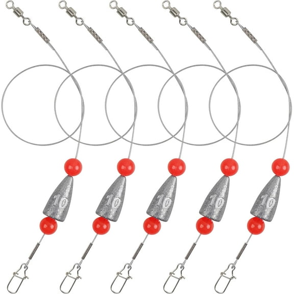 Carolina Rigs for Bass Fishing, 5pcs Pre Rigged Carolina Ready Rigs with Weight Free Rig Kit Bullet Fishing Sinkers Pre-Rigged Ready Carolina Rigs